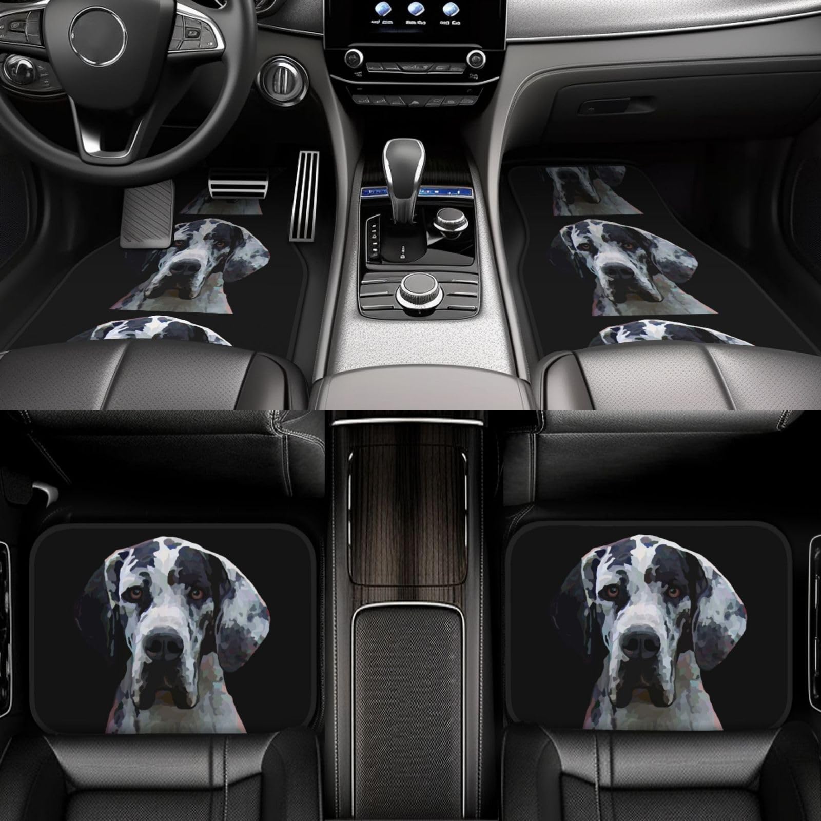 Kunst mit Motiven von Doggen, 4er-Set Auto-Fußmatten, Neopren-Fußmatten für Fahrzeuge, rutschfeste Auto-Fußmatten, Autozubehör