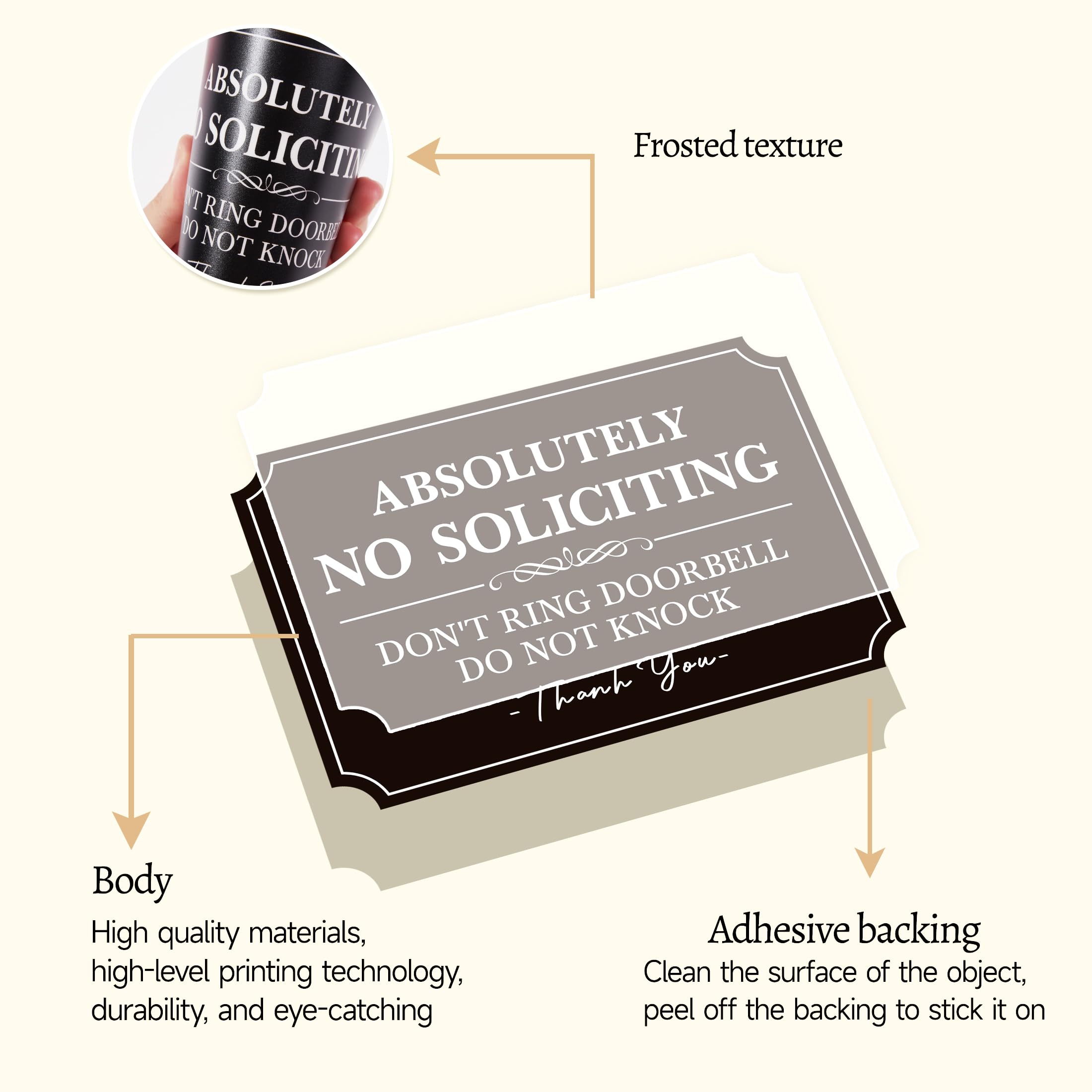 „No Soliciting“ Türschild Aus PVC – 15,2x22,9 Cm, Selbstklebend, Rostfrei, Mit Klarer Botschaft Gegen Unerwünschte Besucher
