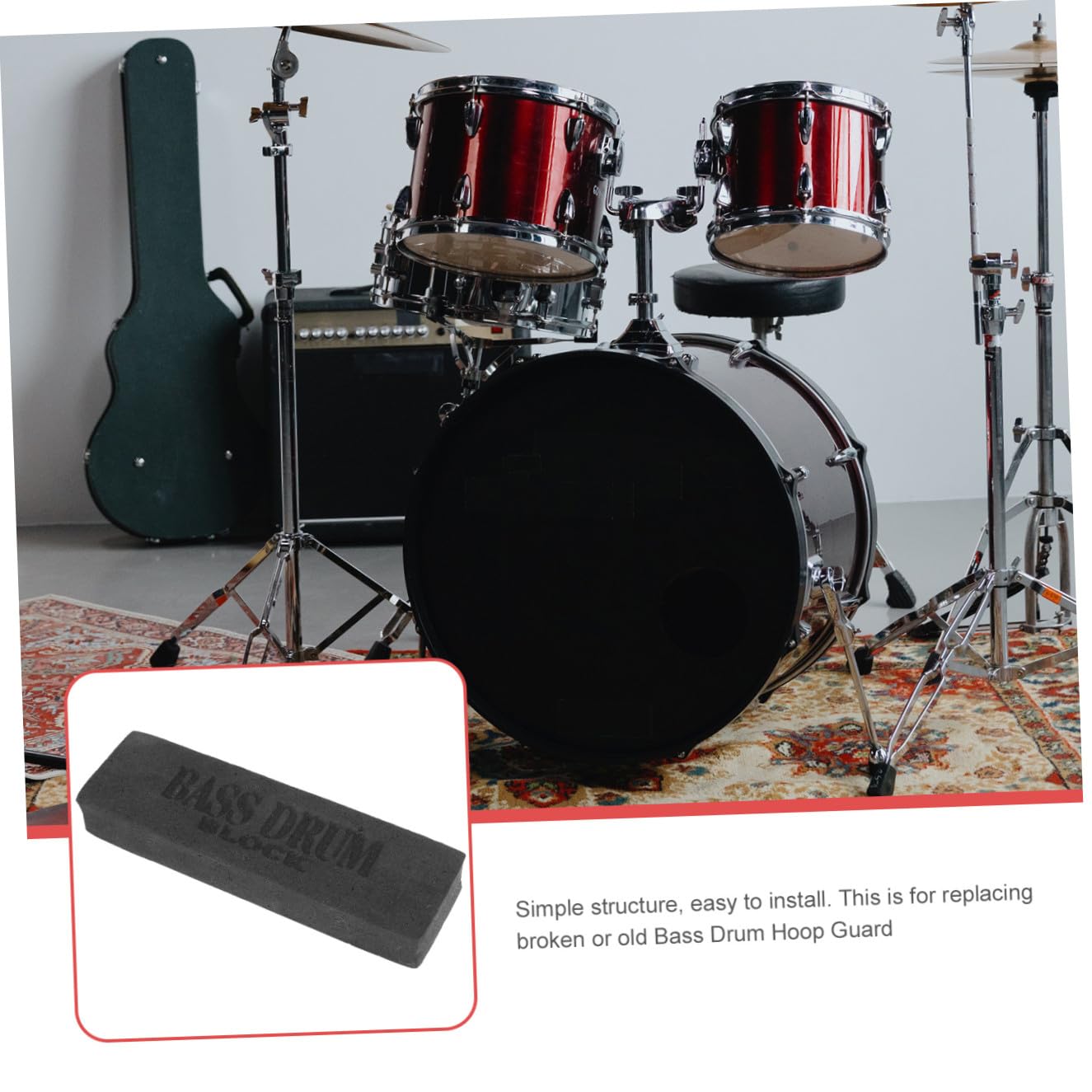 Abaodam 2 Stücke Drum Set Nicht-drum Block Bass Drum -skid Blöcke Musik Instrument Teile