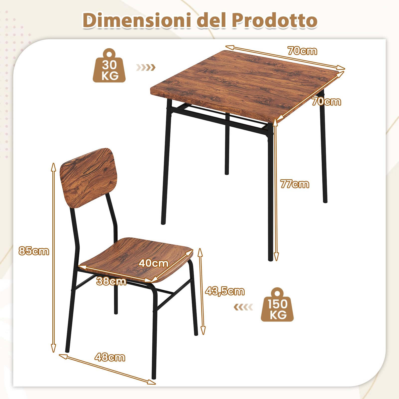 RELAX4LIFE Set Tavolo e Sedie da Pranzo in Stile Industriale, Tavolo Quadrato con Ripiano a Griglia e Sedia con Schienale e Seduta Curvi, Set di Mobili con Struttura in Metallo per la Casa
