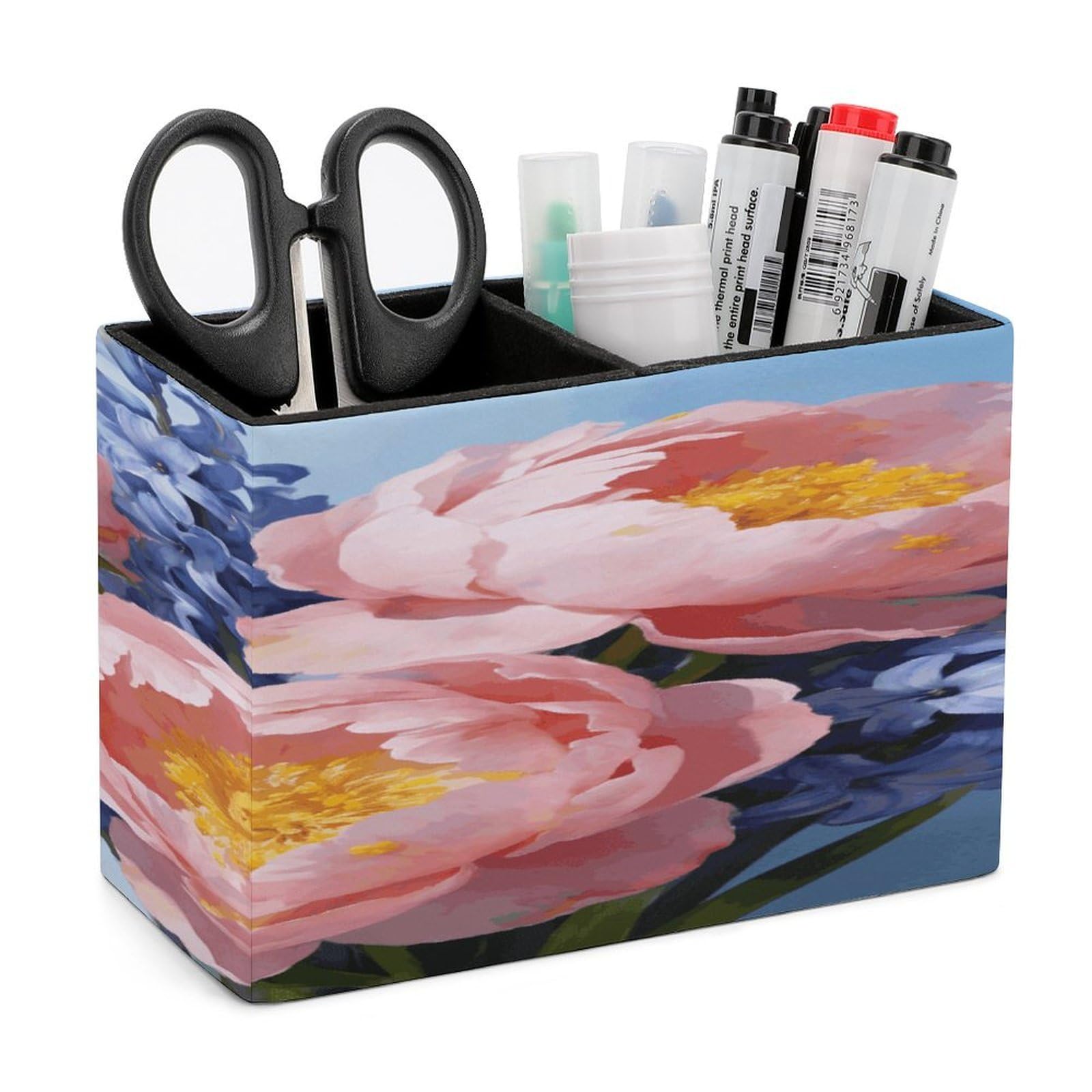 LZQPOEAS Powder Mist And Wind Signal Pen Holder Double Compartments Pen Cup Makeup Brush Holders Leather Pencil Holder Locker Organizer for Work Locker Accessories Modern Pencil Cup for Desk