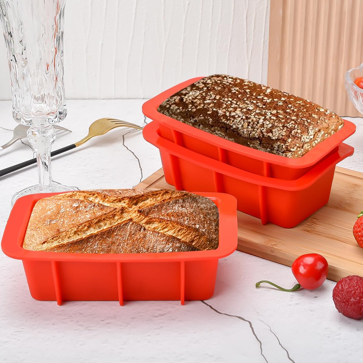 Walfos Silicone Mini Loaf Pan - 9 Cavity Non-Stick Baking Mold | Perfect For Mini Bread, Meatloaf & Desserts, Oven & Dishwasher Safe - View #8