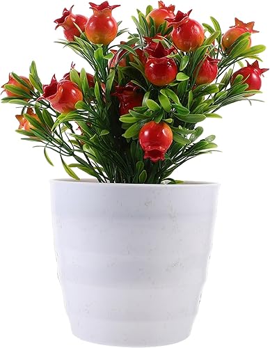 VOSAREA Plantas artificiales en maceta, granadas falsas, bonsái en maceta, simulación realista, modelo de frutas, plantas de plástico, decoración de