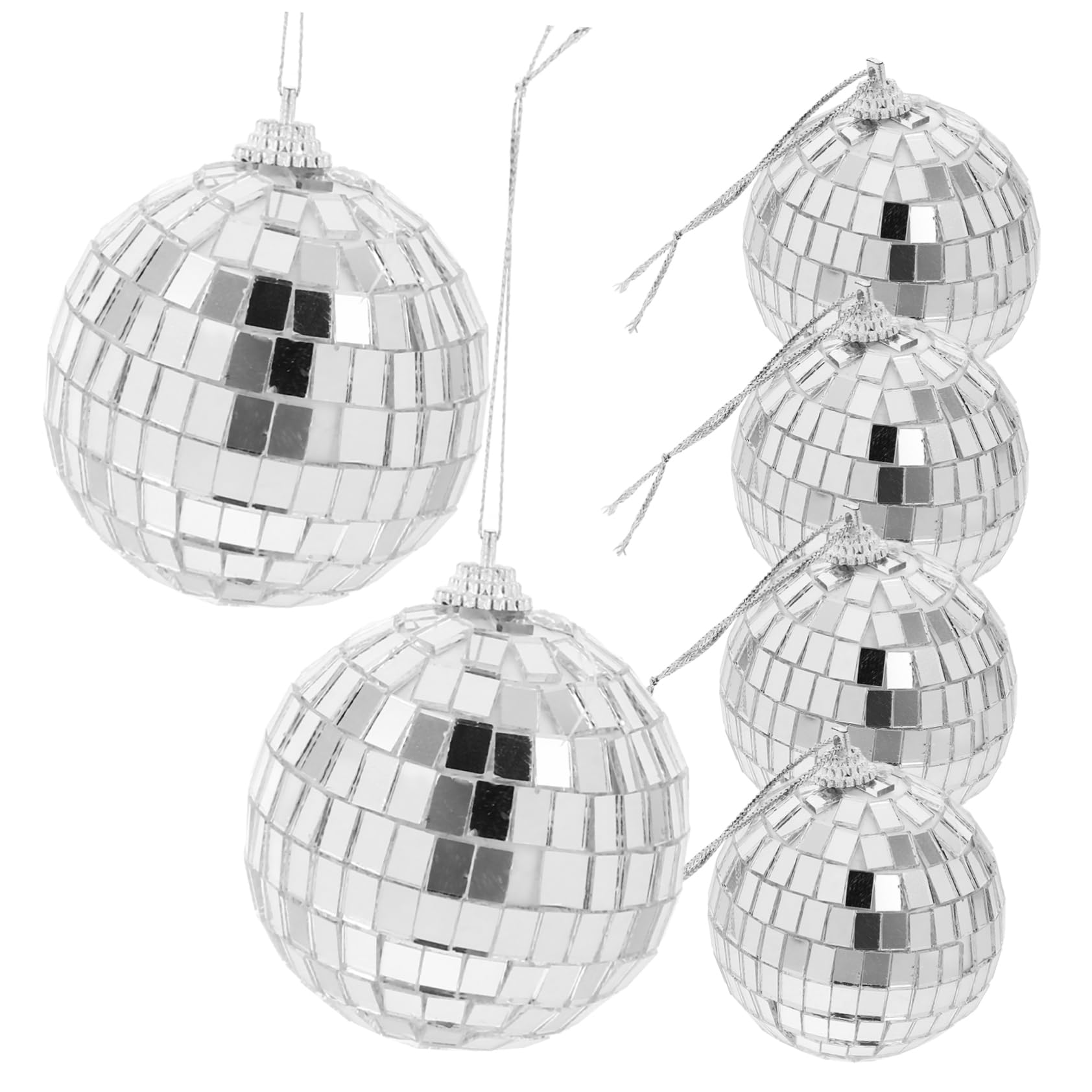 GRIRIW Disco Ornaments Hanging Mirror Disco Balls Silver Christmas Balls Mini Table Decorations for Dance Events