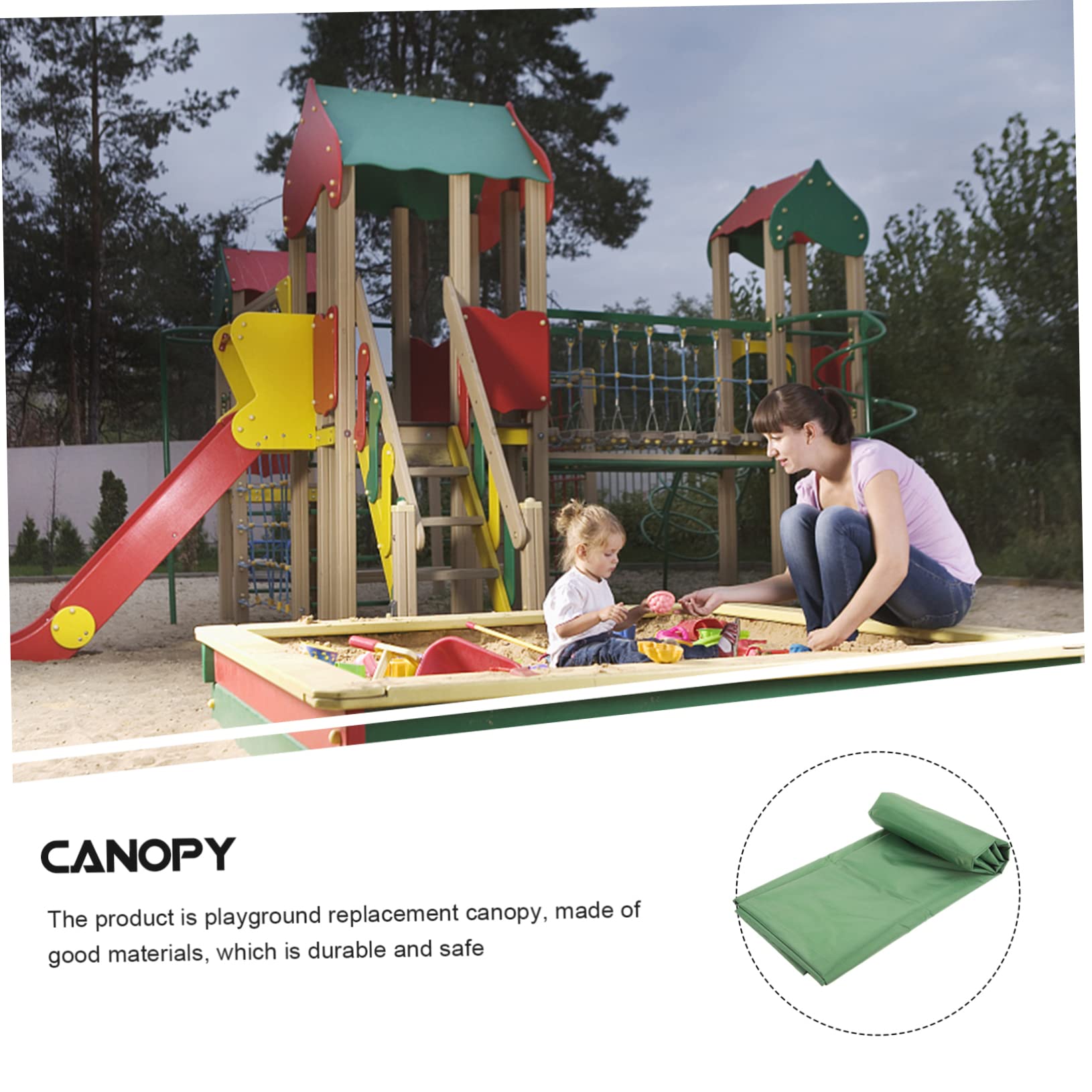 Telo Di Ricambio Per Baldacchino Da Giardino - Tenda Parasole Impermeabile Per Altalena E Parco Giochi Bambini, Con 6 Viti, Antivento - 2