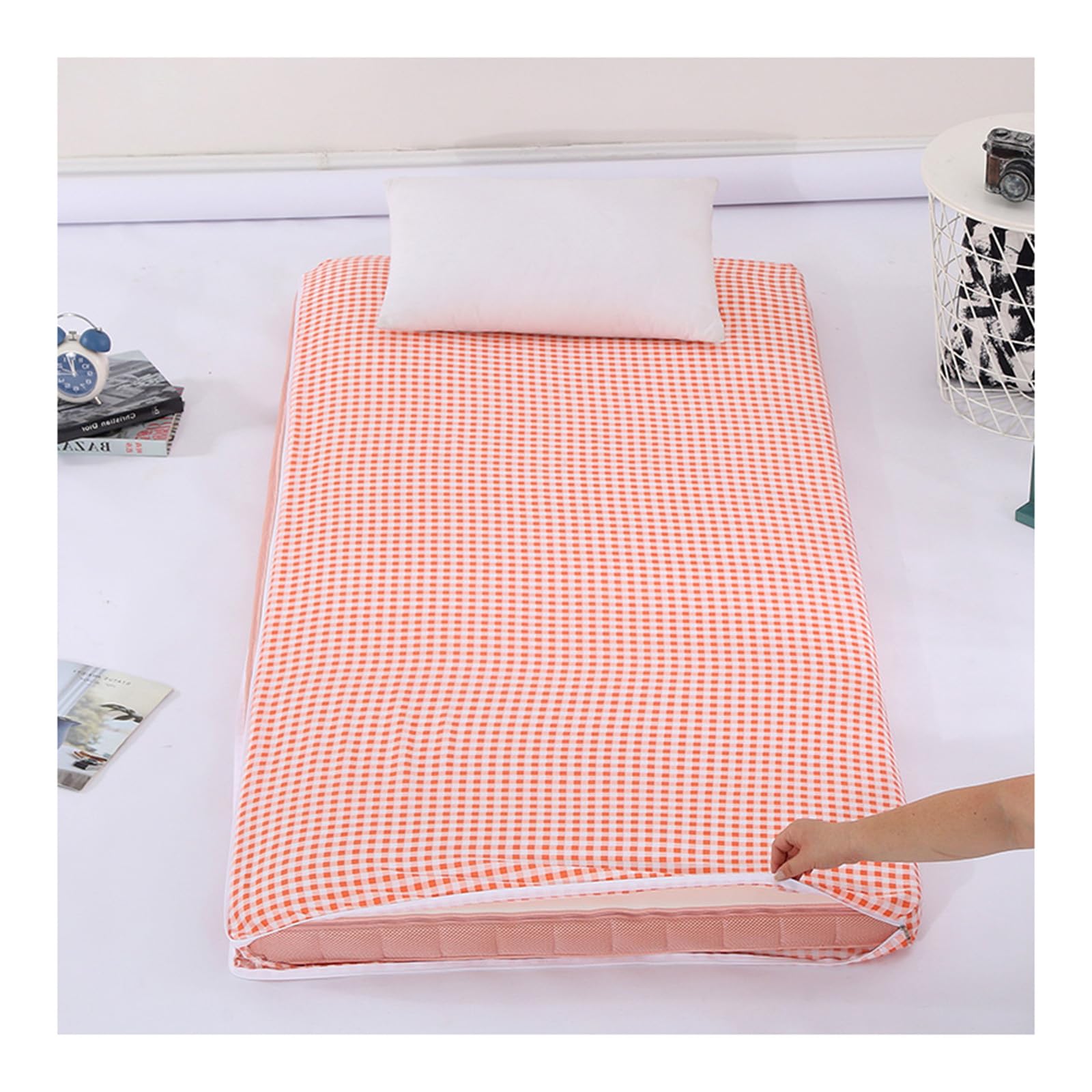 Wygodny japoński futon pokrowiec na materac – pyłoszczelny pokrowiec na materac podłogowy w jednolitym kolorze, 150 x 200 cm, idealny do użytku domowego i gości, łatwy do czyszczenia i ochrony