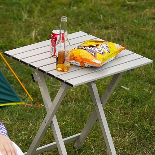 Miniatura 2 de SUNNYFEEL Mesa de camping plegable  Mesa de picnic portátil de aluminio ligero, 18.5 pulgadas de largo x 18.5 pulgadas de ancho x 24.5 pulgadas de