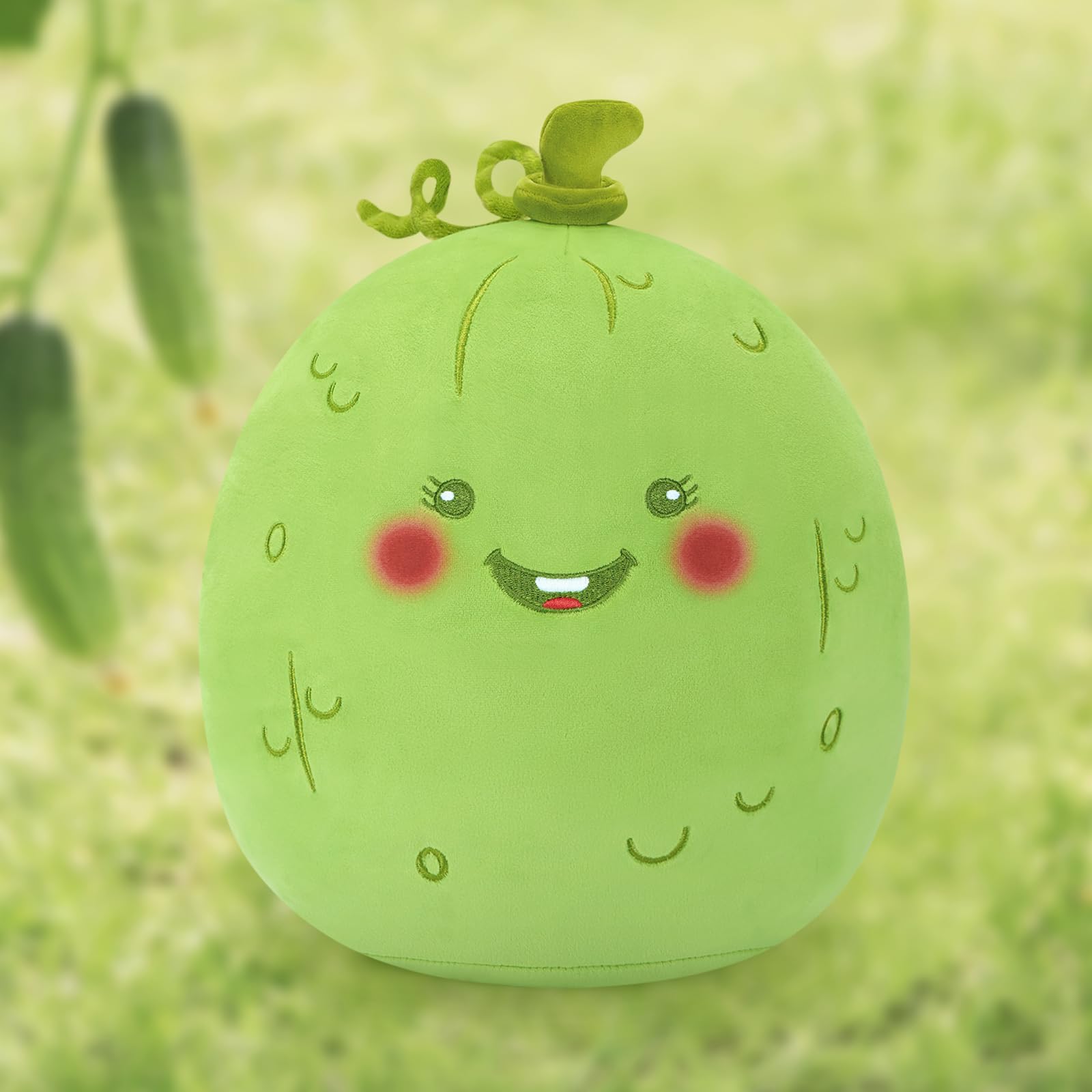 PEACH CAT Original Pickle Stuffed Animal 12 Cute Cucumber Plush Soft Vegetable Plushies Toys Gifts for Kids Green