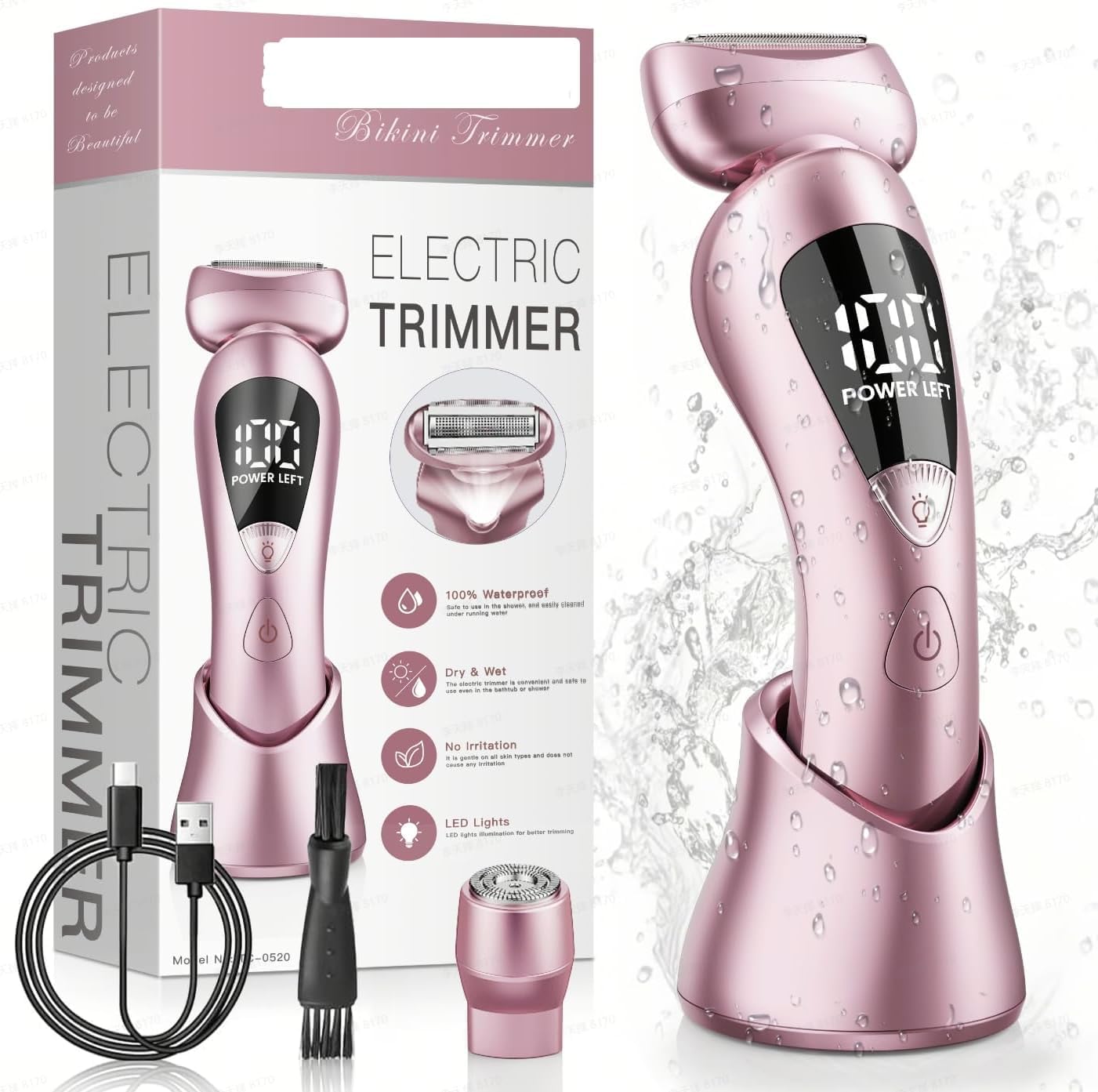 Pubic Hair Trimmer Women, Womens Electric Razor, Electric Shaver for Women, Women's Bikini Area, Ladies Electric Razors for Legs and underarms