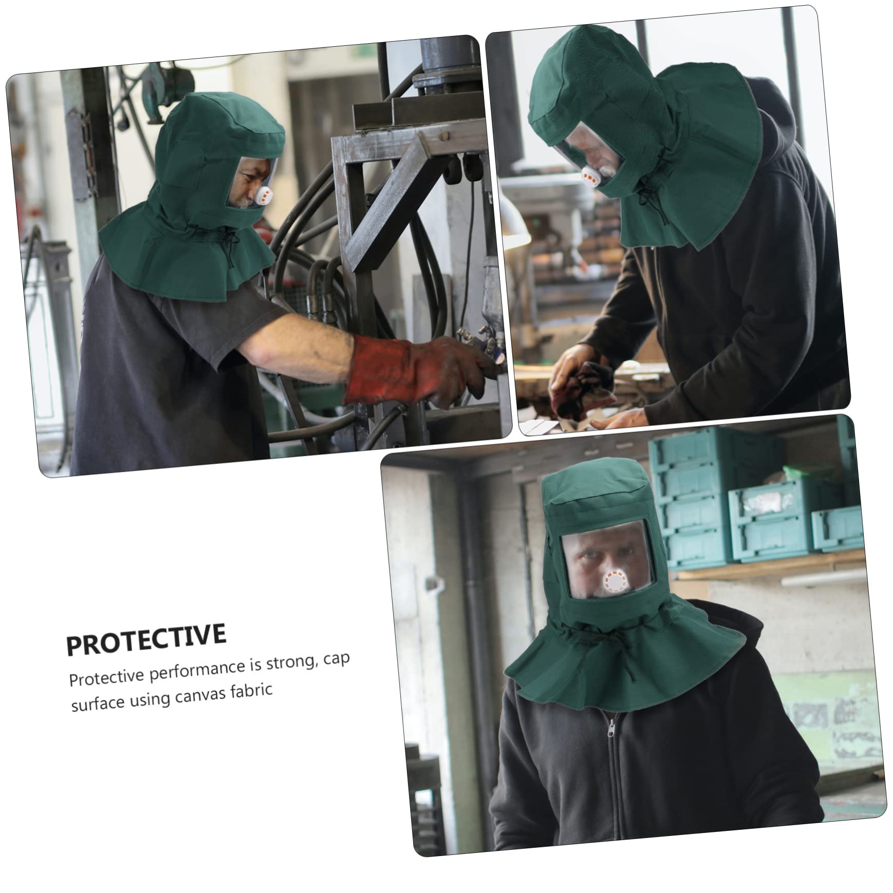 Angoily Campana de chorro de arena con protección facial completa para chorro de arena, casco protector contra el polvo para barnizadores y trabajos de lijado casco de chorro de arena