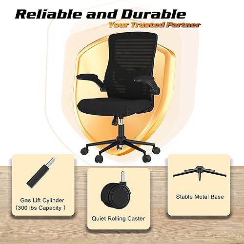 Miniatura 3 de Silla de oficina, silla de escritorio ergonómica con cojín curado en frío de 4.2 pulgadas, soporte lumbar ajustable, silla de computadora de malla