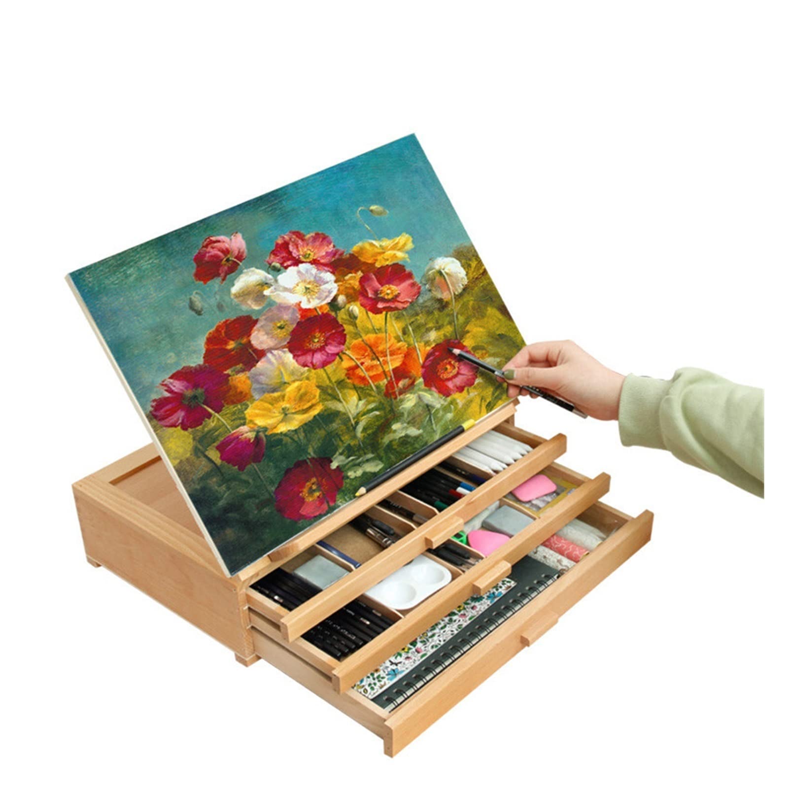 Cavalletto da Tavolo. Cavalletti con cassetto Multistrato Portatile Pieghevole per Pittura a Olio, Tavolo da Disegno, cavalletto per Bambini e Adulti