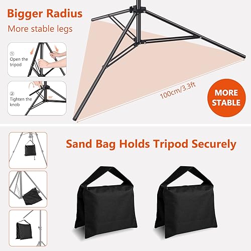 Miniatura 6 de Soporte para telón de fondo, kit de soporte de fondo para fotos de MSKIRA de 10 x 7.5 pies, soporte ajustable en la parte posterior, sistema de