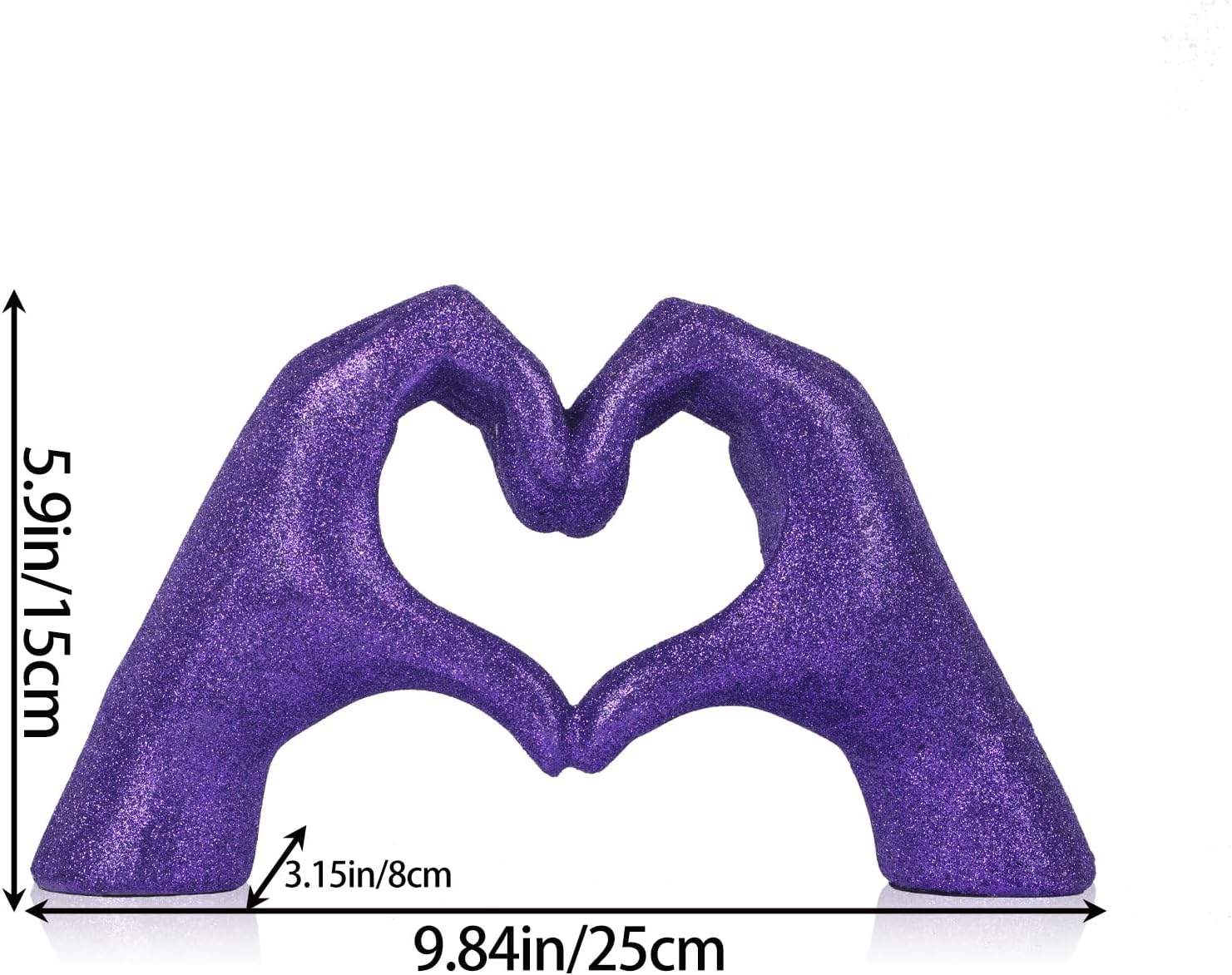 DOVDOV Purple Heart Hand Statue, Heart Shaped Hand Home Decor, Love Fingers for Living Room Bedroom Entrance Dining Table Centre Flat TV Cabinet Bookshelf Small Decoration.