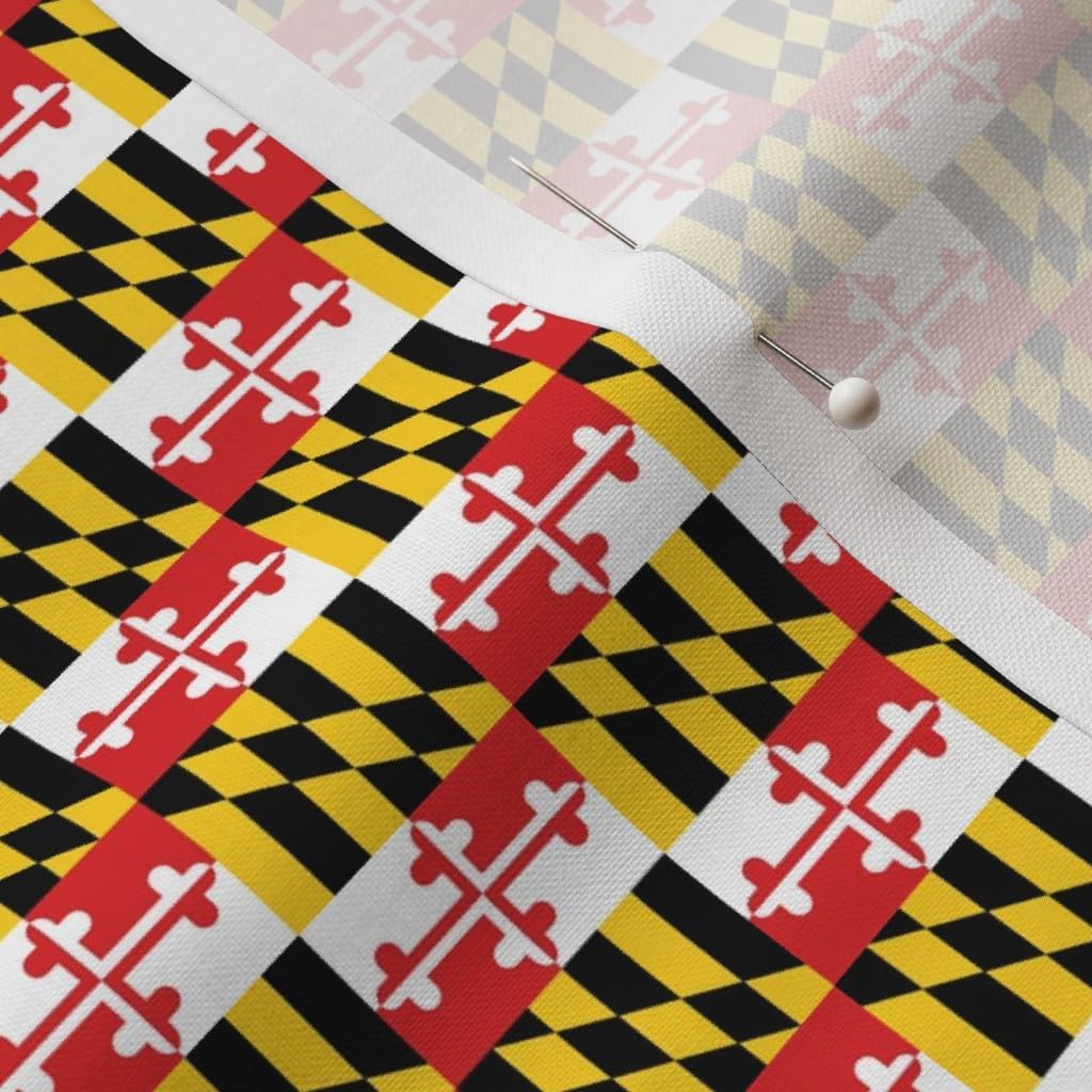 Spoonflower Fabric - Tiny Maryland Flags Flag Sailing Racing Naval State Printed on Petal Signature Cotton Fabric by The Yard - Sewing Quilting Apparel Crafts Decor