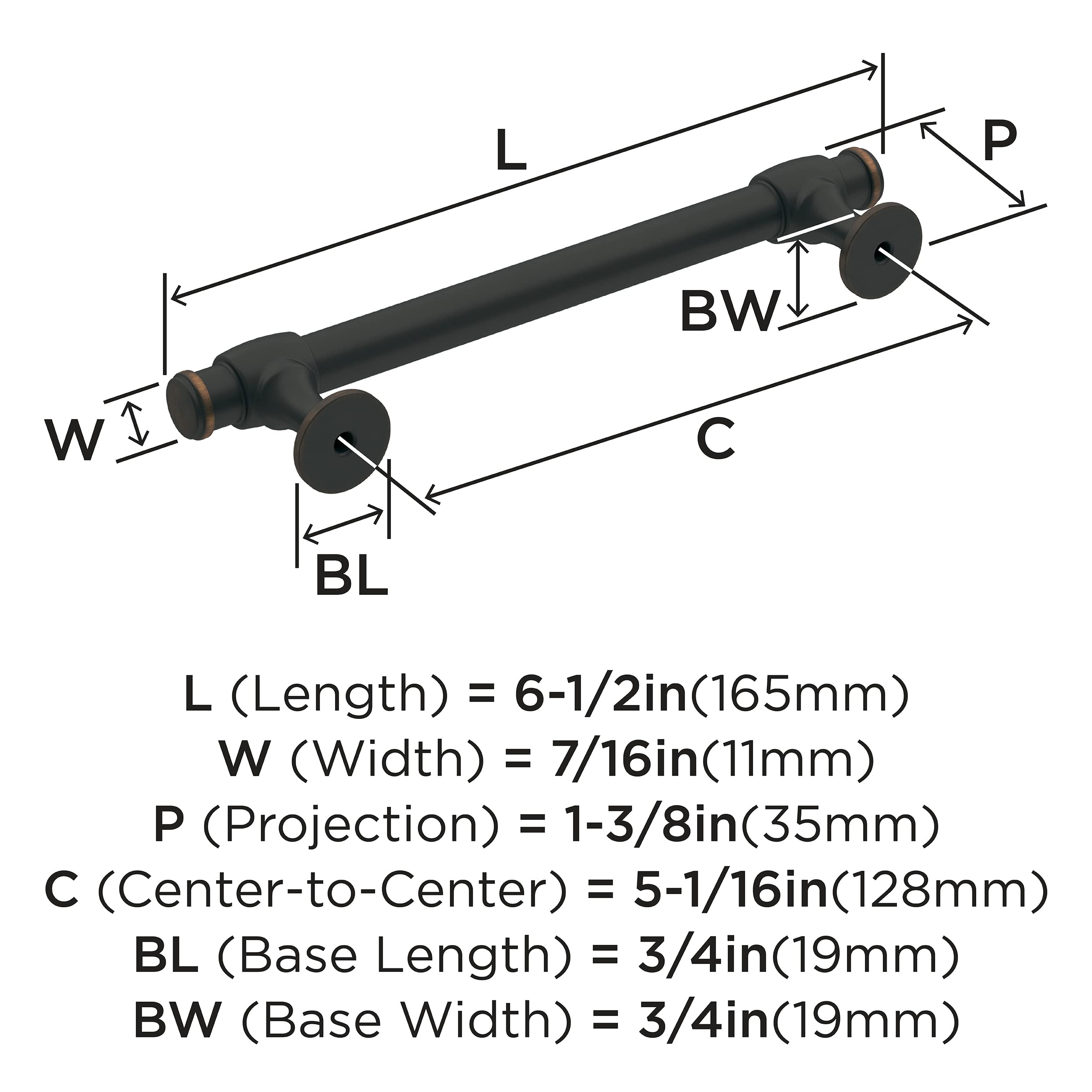 Amerock, Oil-rubbed Bronze, 5-1/16 in. Center-to-Center - Image 4