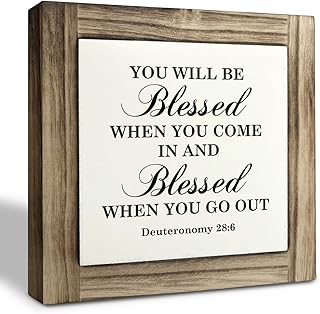 Christian Sign, Box Wood Plaques Desk Décor, Inspired Wood Sign, Motivational Positive Quotes, Table Art Signs, Farmhouse Home Desk Decor, Farewell Gifts, You Will Be Blessed - Deuteronomy 28:6 Sign