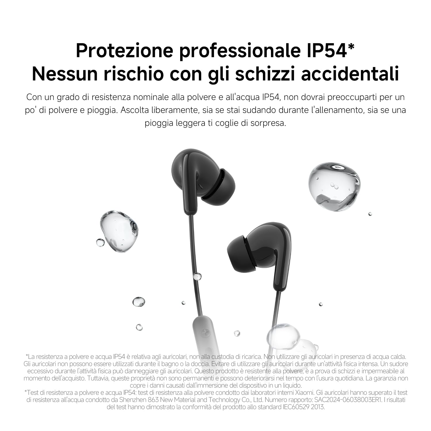 XIAOMI Auricolari Type-C Cuffie Driver 12.4mm Microfono HD IP54 Bianco