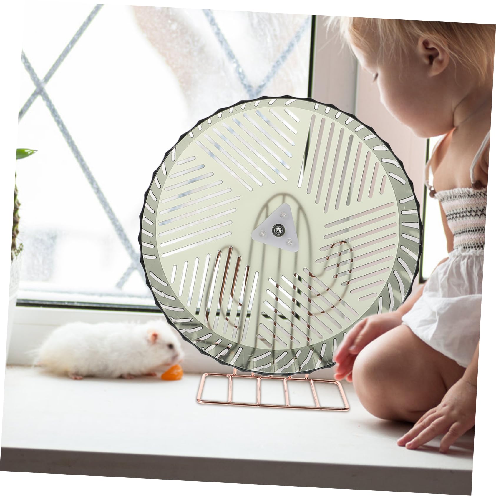 ERINGOGO Roue de Course Silencieuse pour Hamster avec Support pour Souris et Chinchilla Roue Verte pour Cage Divertissement Stress pour Petits Animaux
