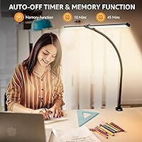 Vista 3 de ShineTech Lámpara LED de escritorio, luz ultra ancha de arquitecto de doble cabezal de 31.5 pulgadas con abrazadera, 50 modos de iluminación