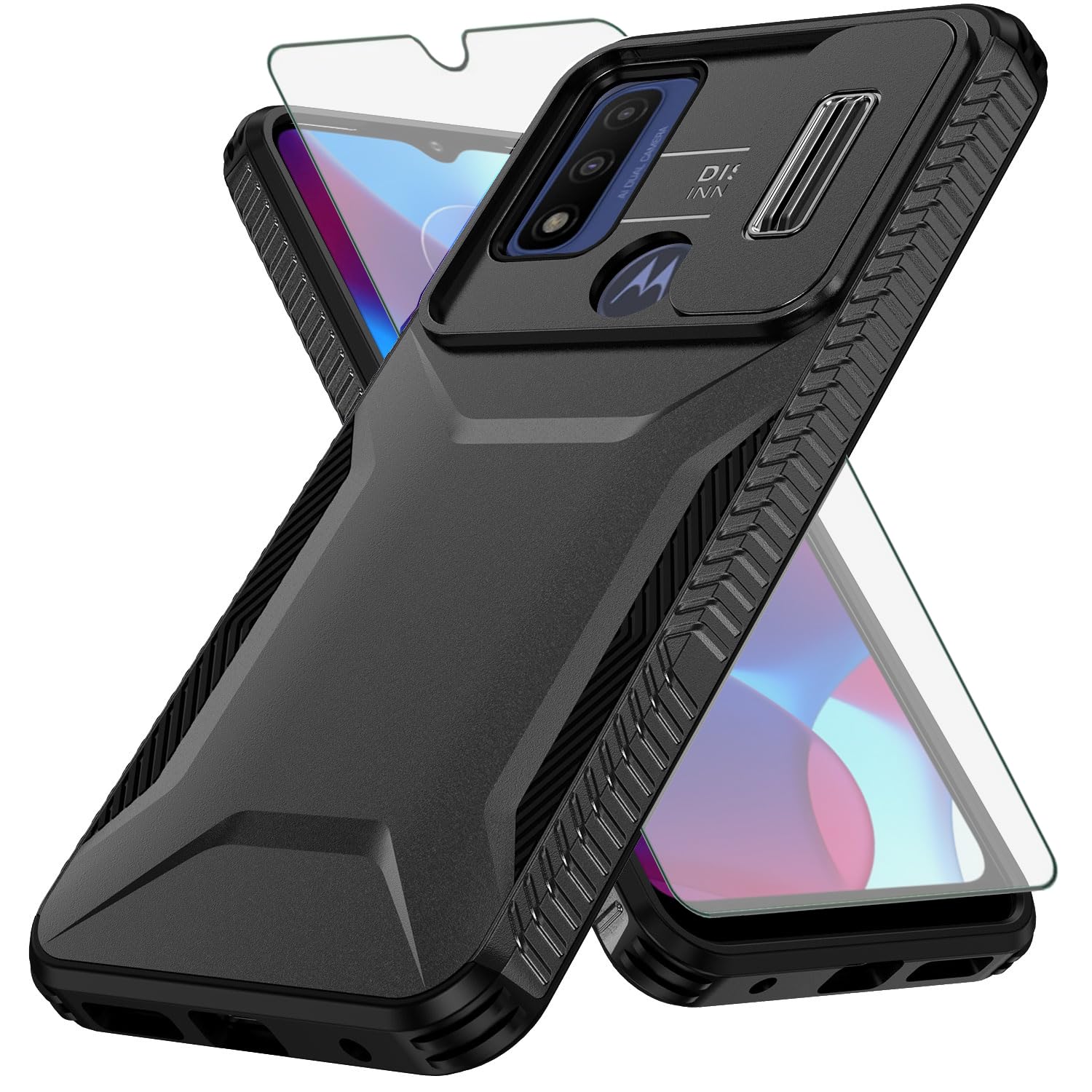 Asuwish Phone Case for Motorola Moto G Power 2022/MotoG Play 2023/G Pure 2021 with Screen Protector and Slide Camera Cover Hybrid Cell XT2271DL