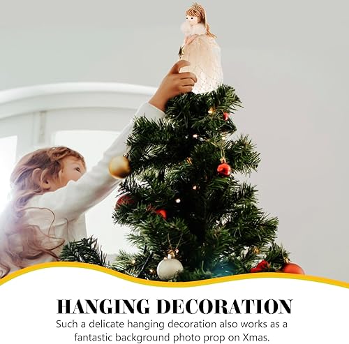 Miniatura 8 de VILLCASE Decoración para árbol de Navidad, muñecos de felpa para árbol de Navidad, estatuas de ángel, adorno de ángel de dibujos animados, ángel con