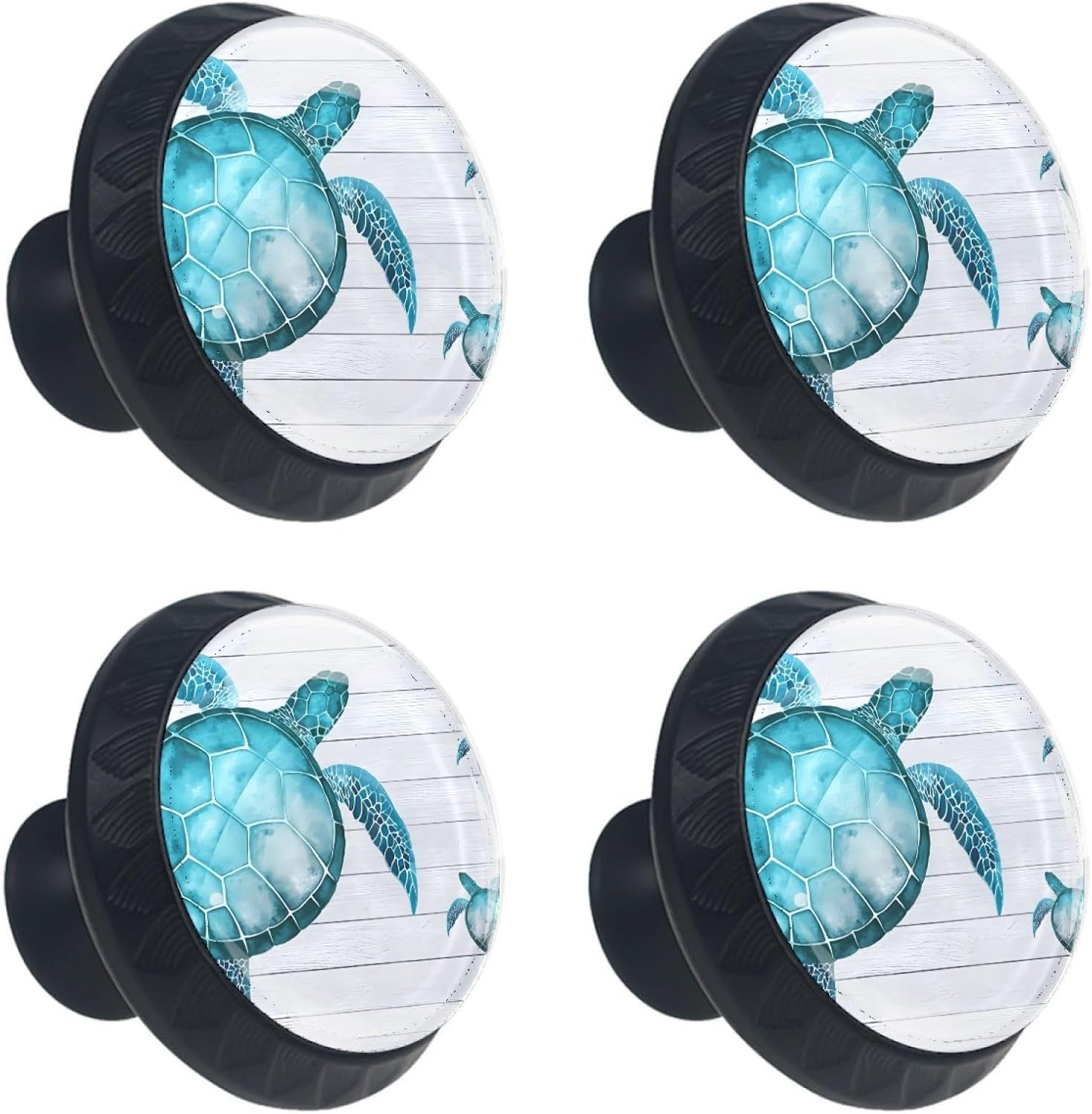 4 Pcs Cute Sea Turtle Glass Drawer Knobs Black Dresser Knobs Drawer Pulls Door Knobs Dresser Drawer Handles for Kitchen Wardrobe Cupboard Hardware Furniture