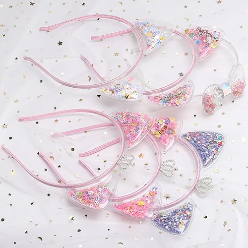 Miniatura 4 de Tbestmax 6 diademas para orejas de gato aros para el pelo diadema de conejo para disfraz de fiesta decoración diaria recuerdos de mujeres y niñas