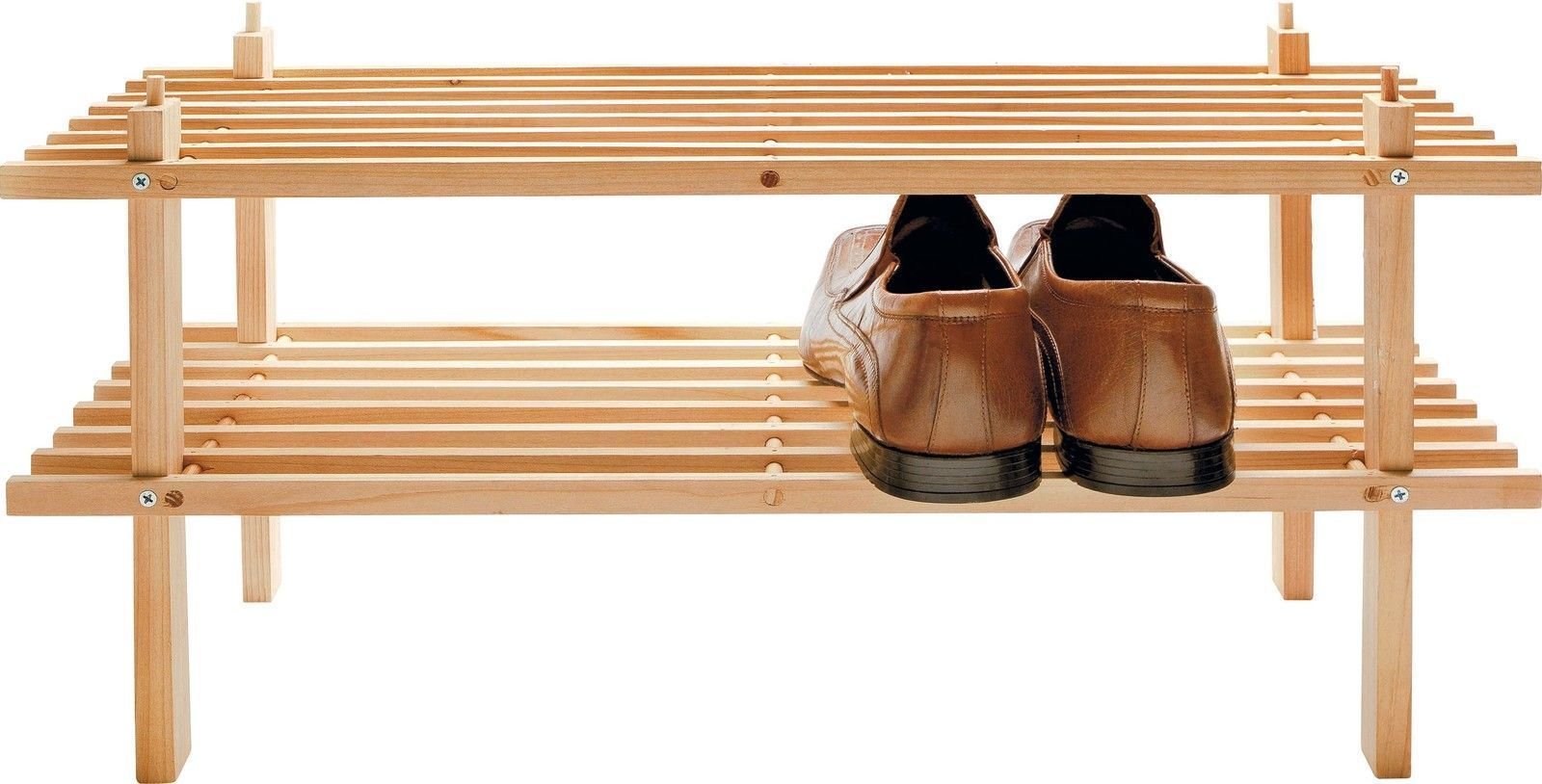 Ra-Homestore New Simple Value 2 Shelf Shoe Storage Rack - Solid Pine