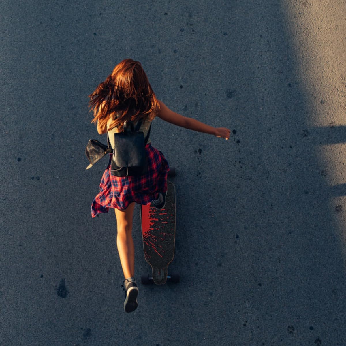 Waterproof Matte Skateboard Sticker for Longboard Double Rocker Deck Red Ink Four-Wheel Skateboard Grip Tape Decoration for Outdoor RidingNO.3275