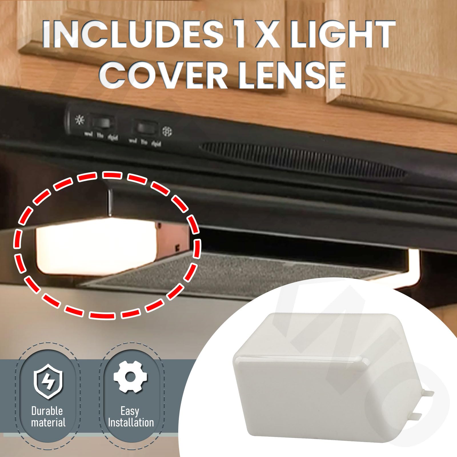 SR401650 Lente de cubierta de luz compatible con campana extractora Broan R401650 AP5613955 QL1 NS65 6