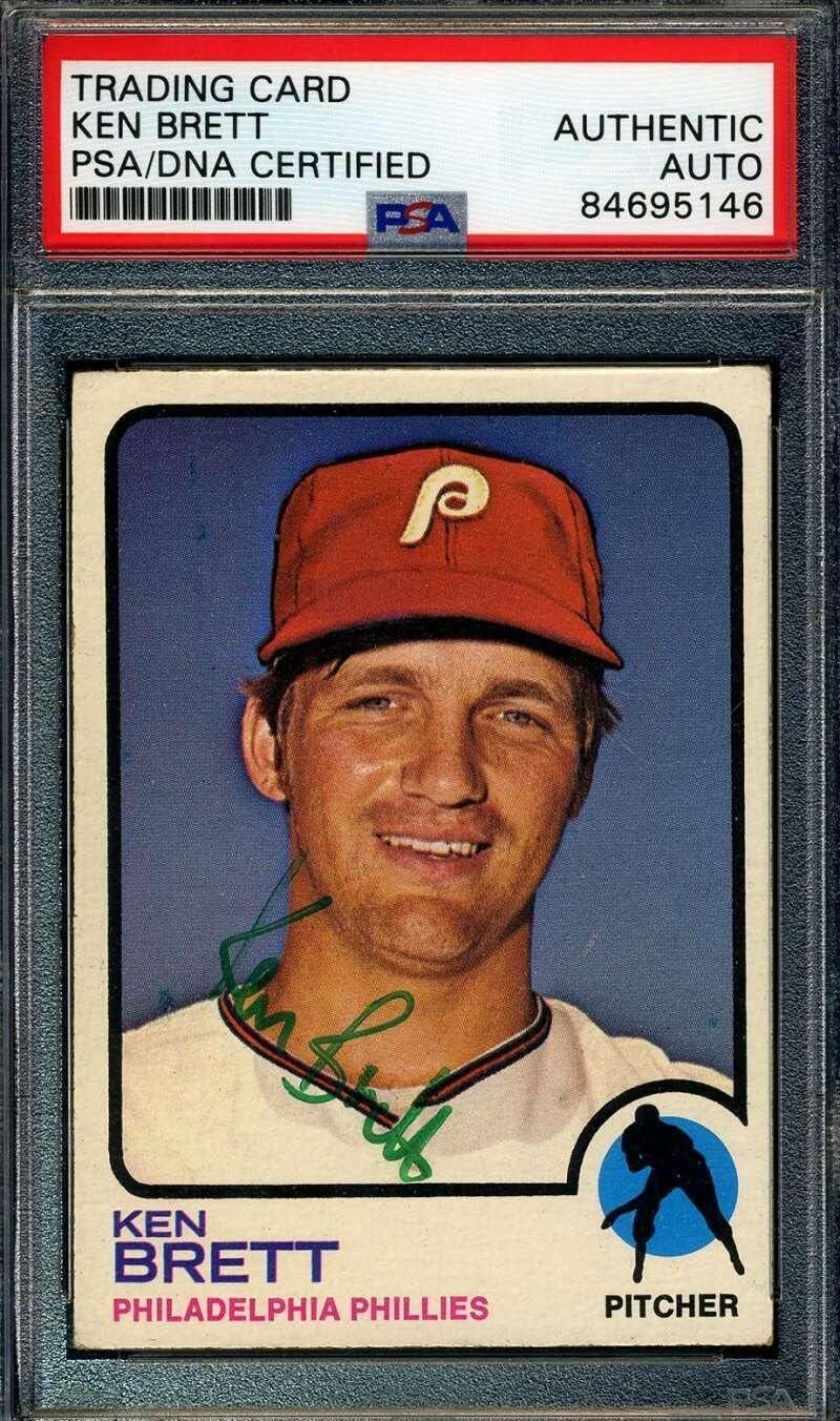 Ken Brett PSA DNA Signed 1973 Topps Autograph - Baseball Slabbed Autographed Cards