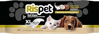 Rispet Hygienische und reinigende Reinigungstücher XL, Kokosnuss und Keratin, für das Fell von Hunden, Katzen und Haustieren, 54 Tücher product image