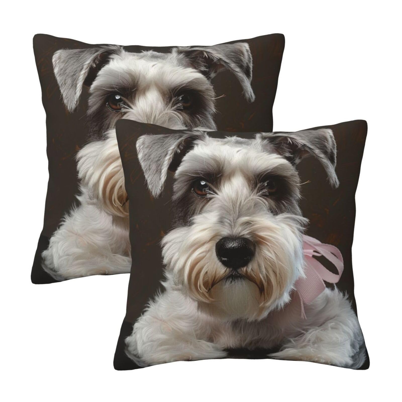 Schnauzer Throw Pillow Cases 2 Pack Square Pillowcases Soft Pillow Protectors for Couch Livingroom Sofa Bed Office Car,45x45 CM