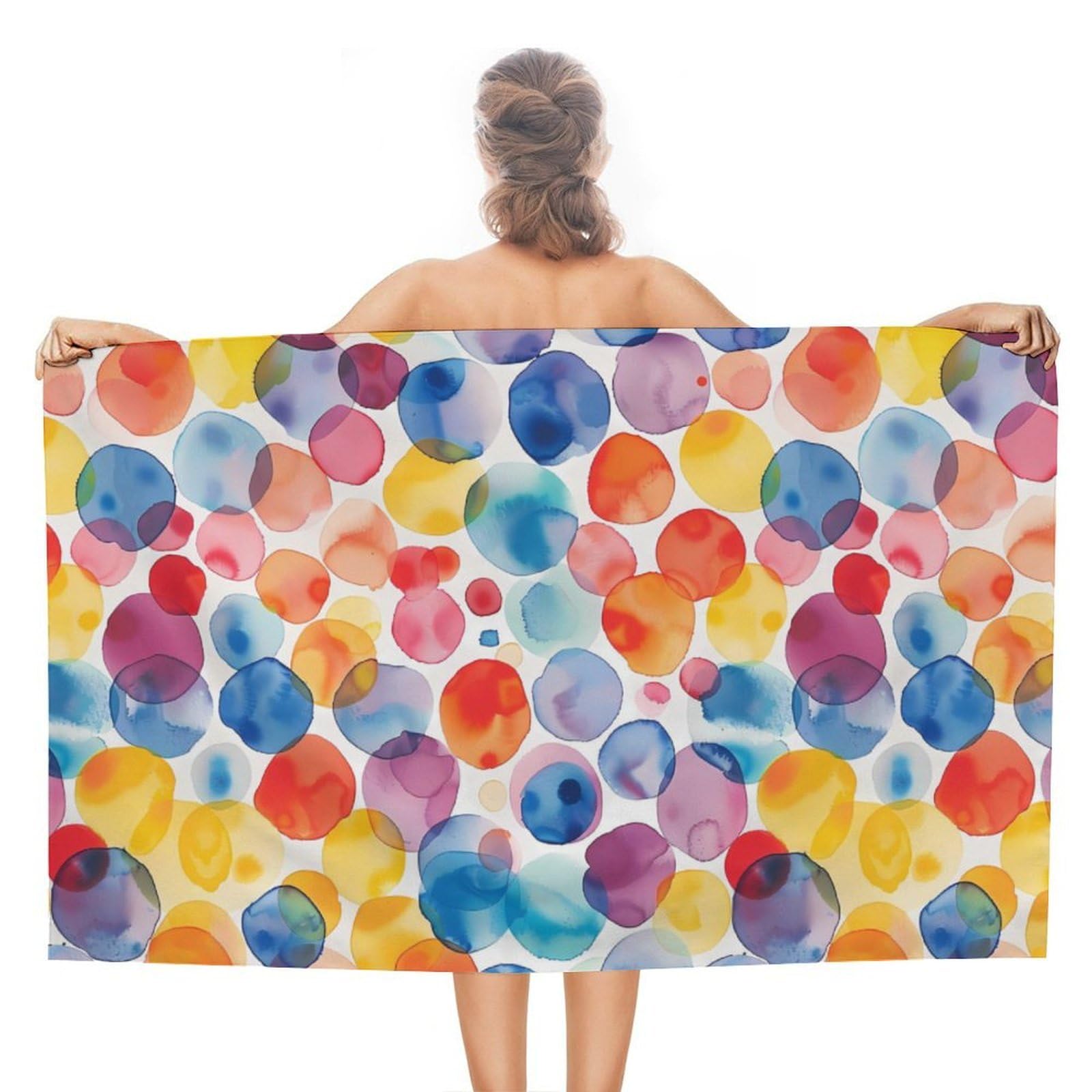 CGSBNGHA Watercolor Colourful Spot Beach Towels Soft Bathroom Bath Pool Swim Towels for Women Men