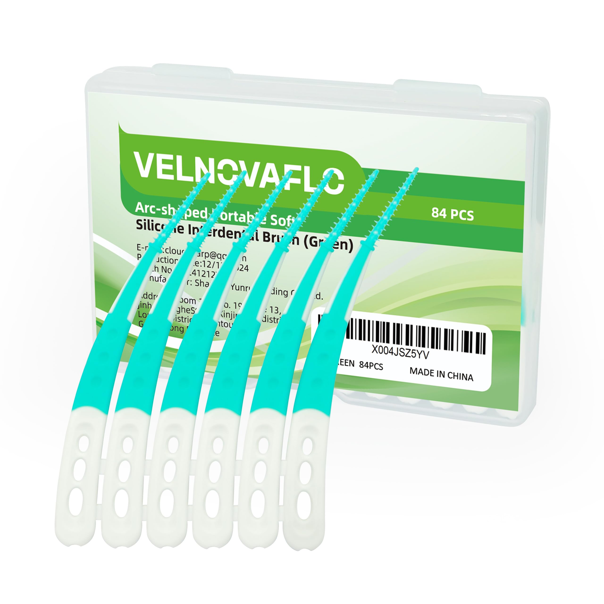 VelnovaFlo Interdental Brush for Dental CareSoft Interdental Brushes Original,Dental Picks for Cleaning Teeth,Arc - Shaped Soft Silicone interdental