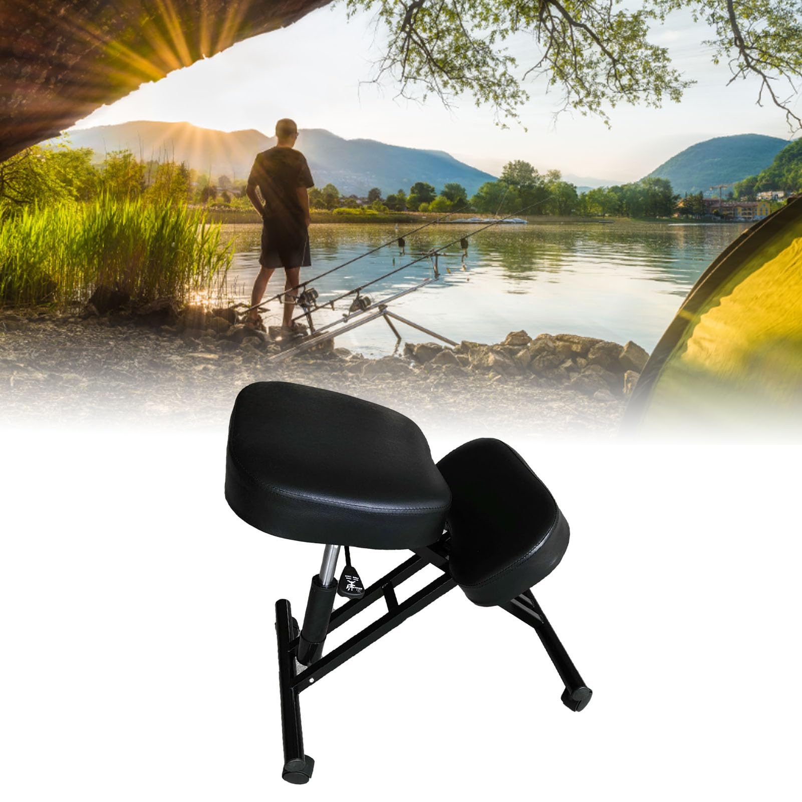 YWBL-WH Sgabello Pieghevole Portatile, Sedia da Campeggio in Acciaio con Altezza Regolabile, Design Ergonomico Leggero per la Pesca all'aperto e l'escursionismo