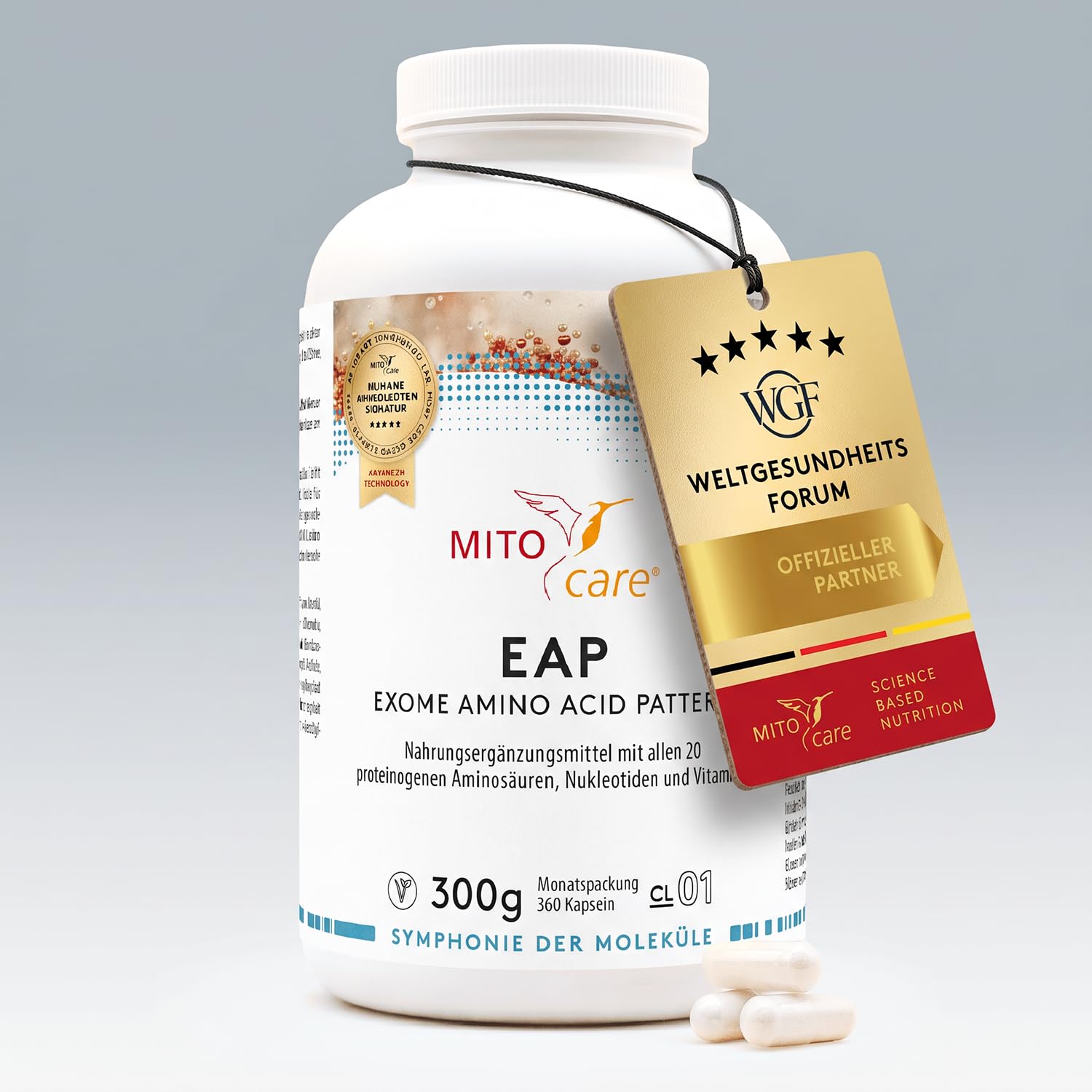 EAP (Exome Amino Acid) Aminosäuren Komplex - 20 essentielle Amino-Säuren nach DNA Bauplan - Vorratspack mit 180 Kapseln - Monatspackung mit 360 Kapseln - Produziert in Deutschland