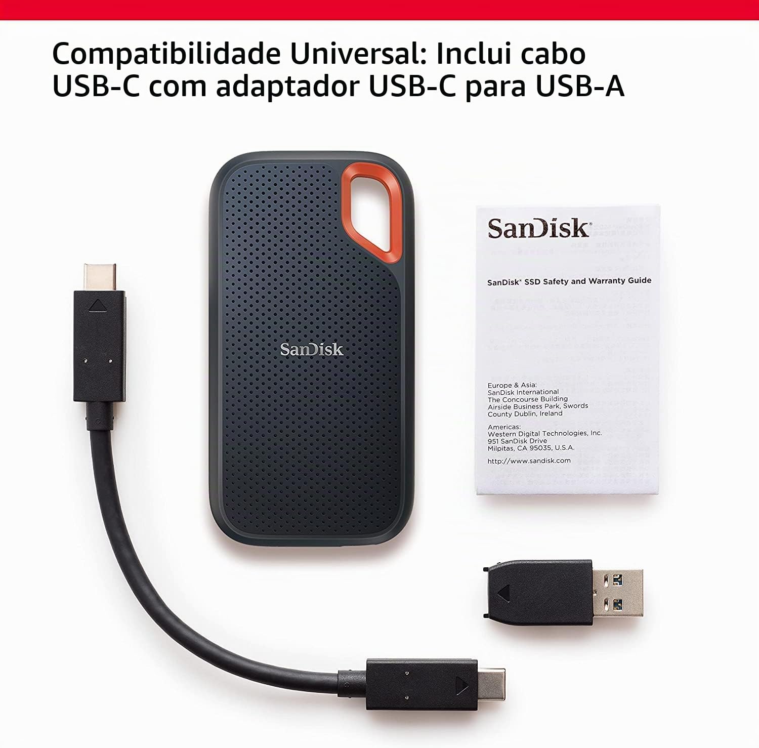 SanDisk Extreme Portable SSD 4TB 本体 SanDisk SSD portátil 4TB Extreme - Até 1050MB/s - USB-C, USB 3.2