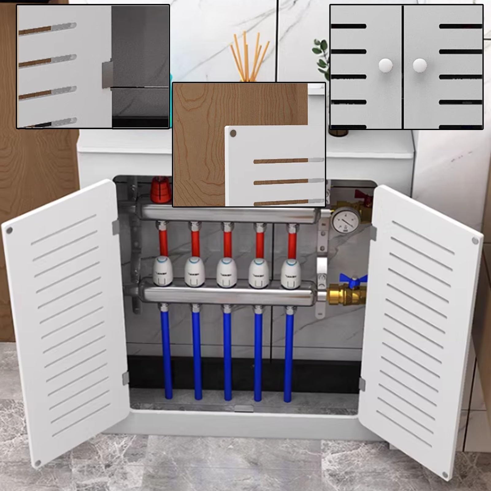 Cubierta de radiador con almacenamiento y puertas, armario calefactor transpirable para el hogar y la sala de estar