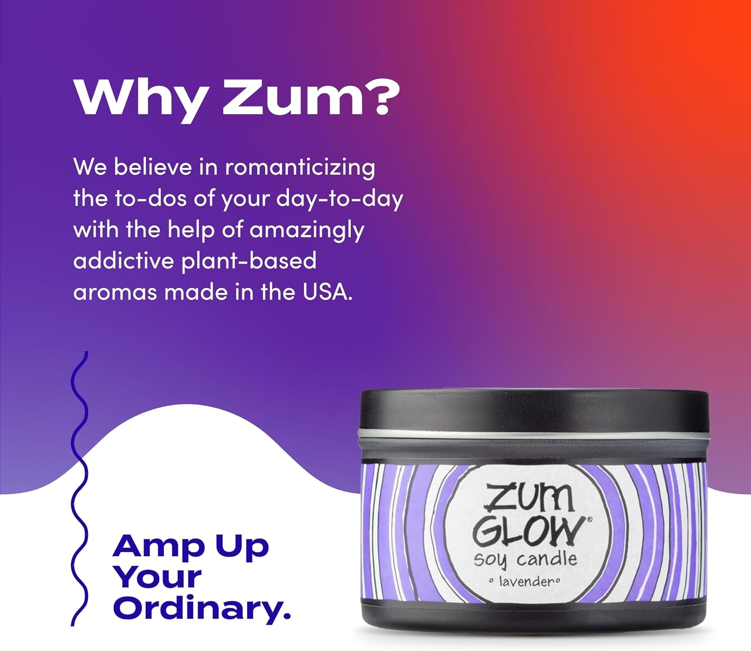 Zum Indigo Wild Glow Lavender Candle - Soy Wax Candle with Lead-Free Wick - Relaxing Candles Scented with Essential Oils - Long-Lasting Scented Candles - 30-Hour Burn Time - 7 oz (3 Pack)