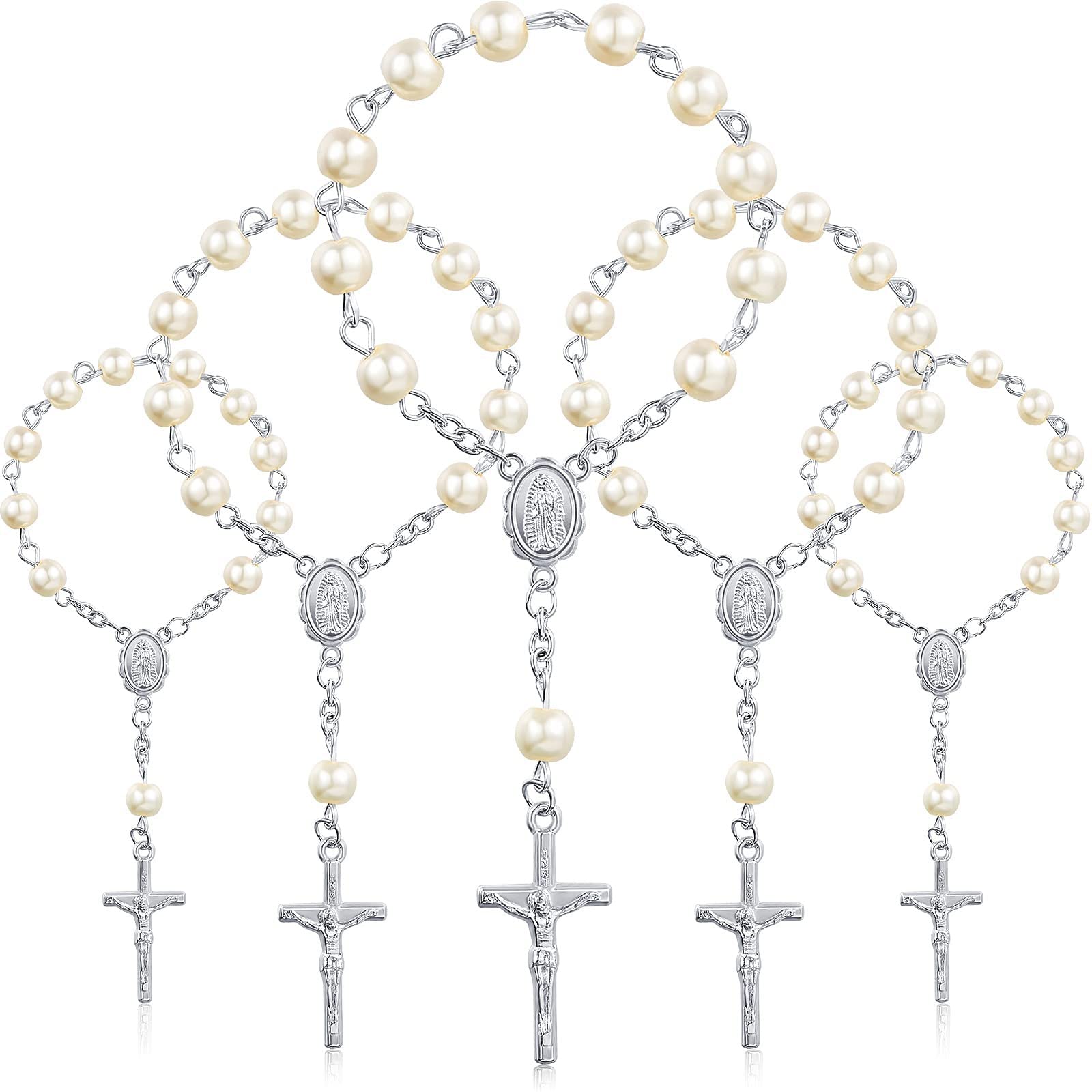 Buy 30Pcs Baptism Rosary Beads Finger Baptism Rosaries Faux Pearls for