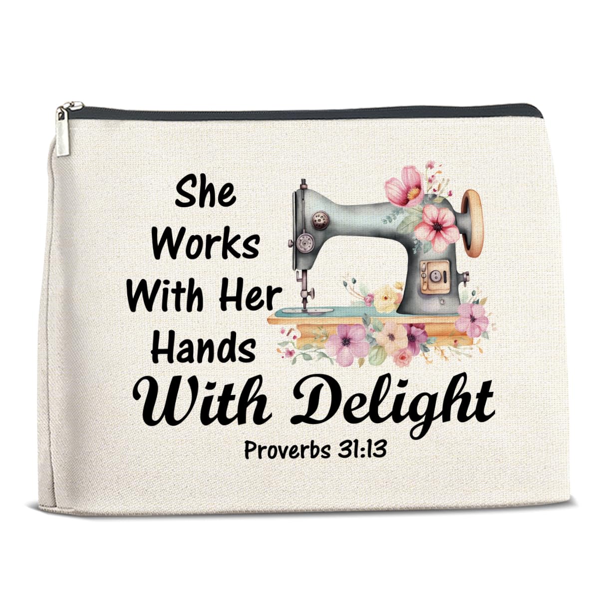 Sewing Gifts Makeup Bag, Quilting Gift for Quilters Sewing Lover, Inspirational Hostess Gifts for Women Mom Grandma Birthday Christmas Zipper Cosmetic