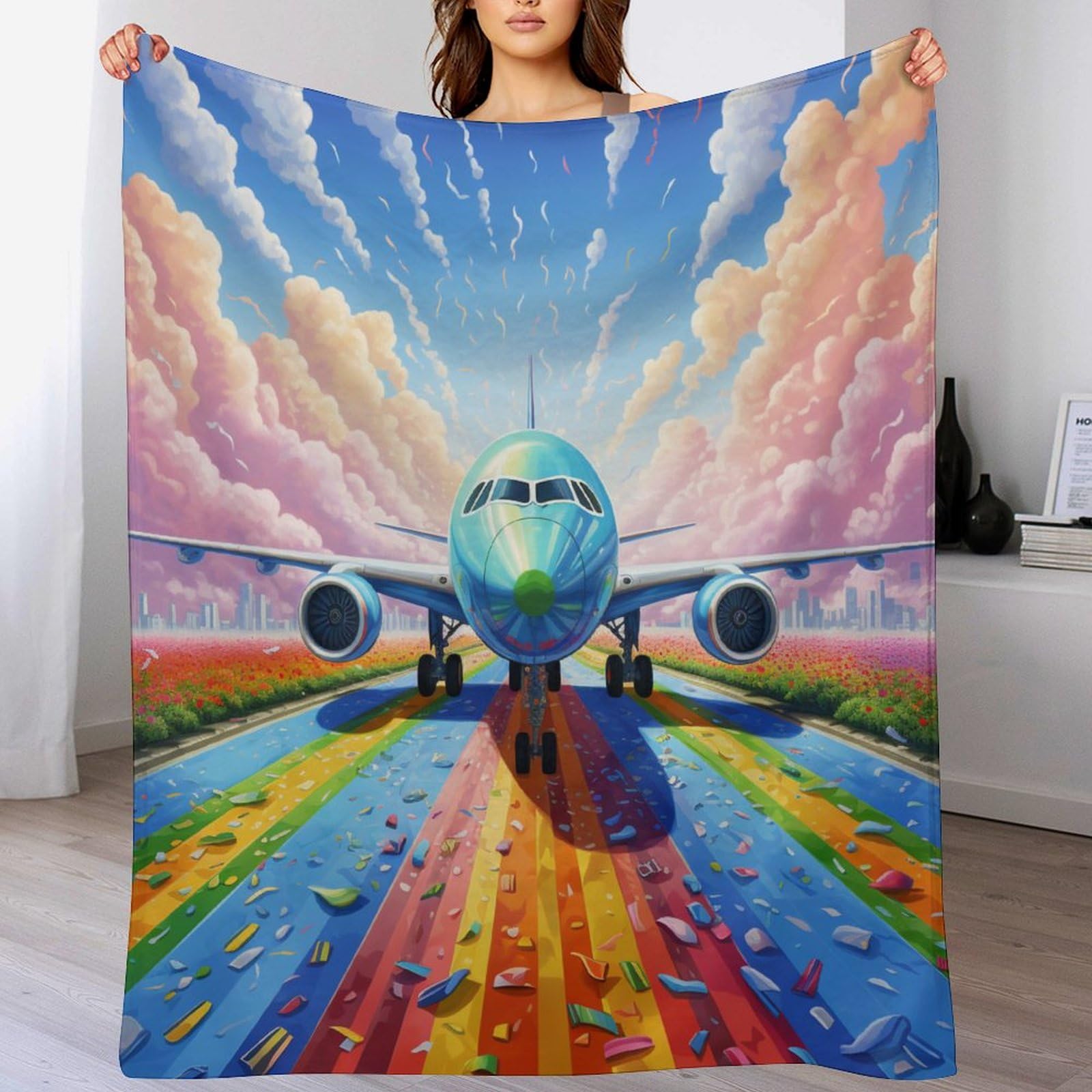 Couverture avion contre le froid plaid flanelle anti-peluche grand lit canapé
