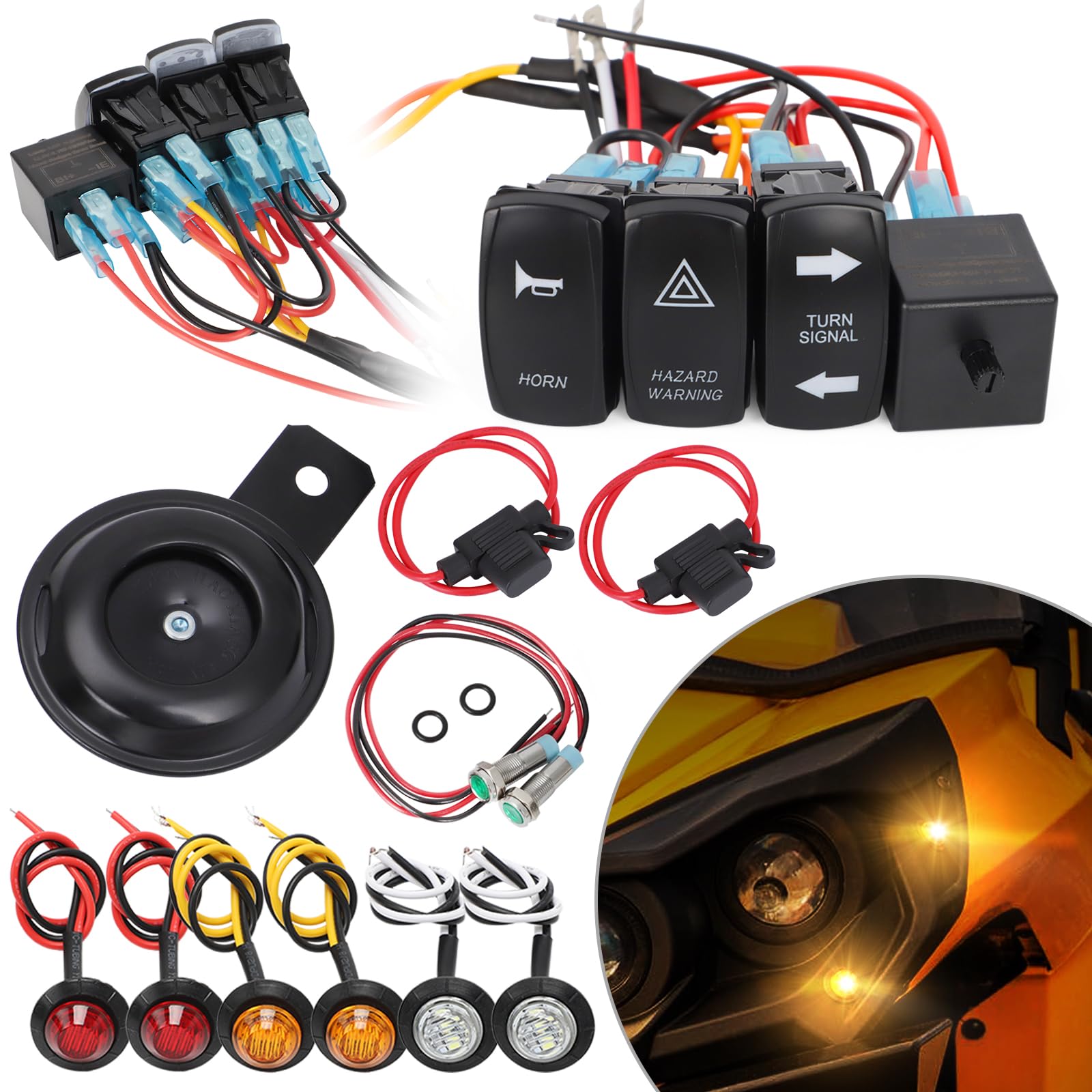 Turn Signal Street Legal Kit with Horn, UTV Turn Signal Kit