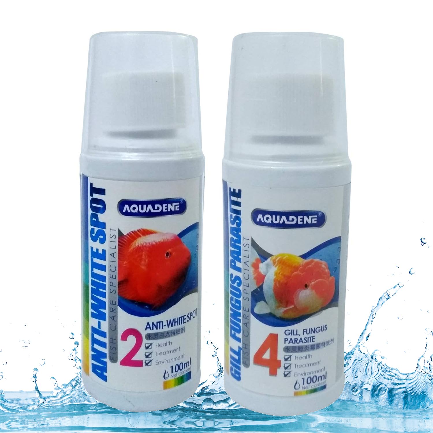 Jainsons Pet Products Aquadene Aquarium Fish Care Special Freshwater and Saltwater Effective Treatment for Fish Tank (100 ML, GILL, Fungus, Parasite, Anti White SPOT)