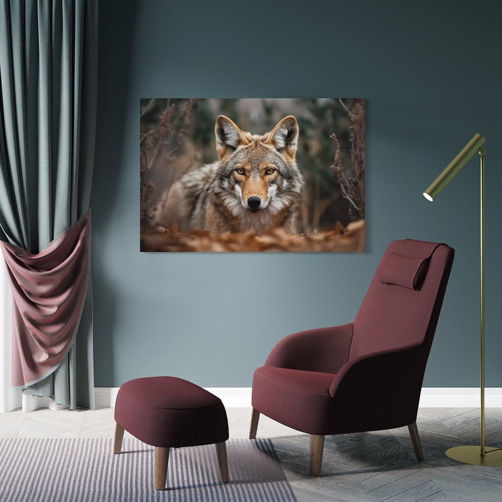Junmoney Wall Picture Print Coyote Wildlife Photograph, 24x36inch(60x90cm), for Living Room, Bedroom, Office Or Hallway, A Flexible Wall Accent for Shared Spaces