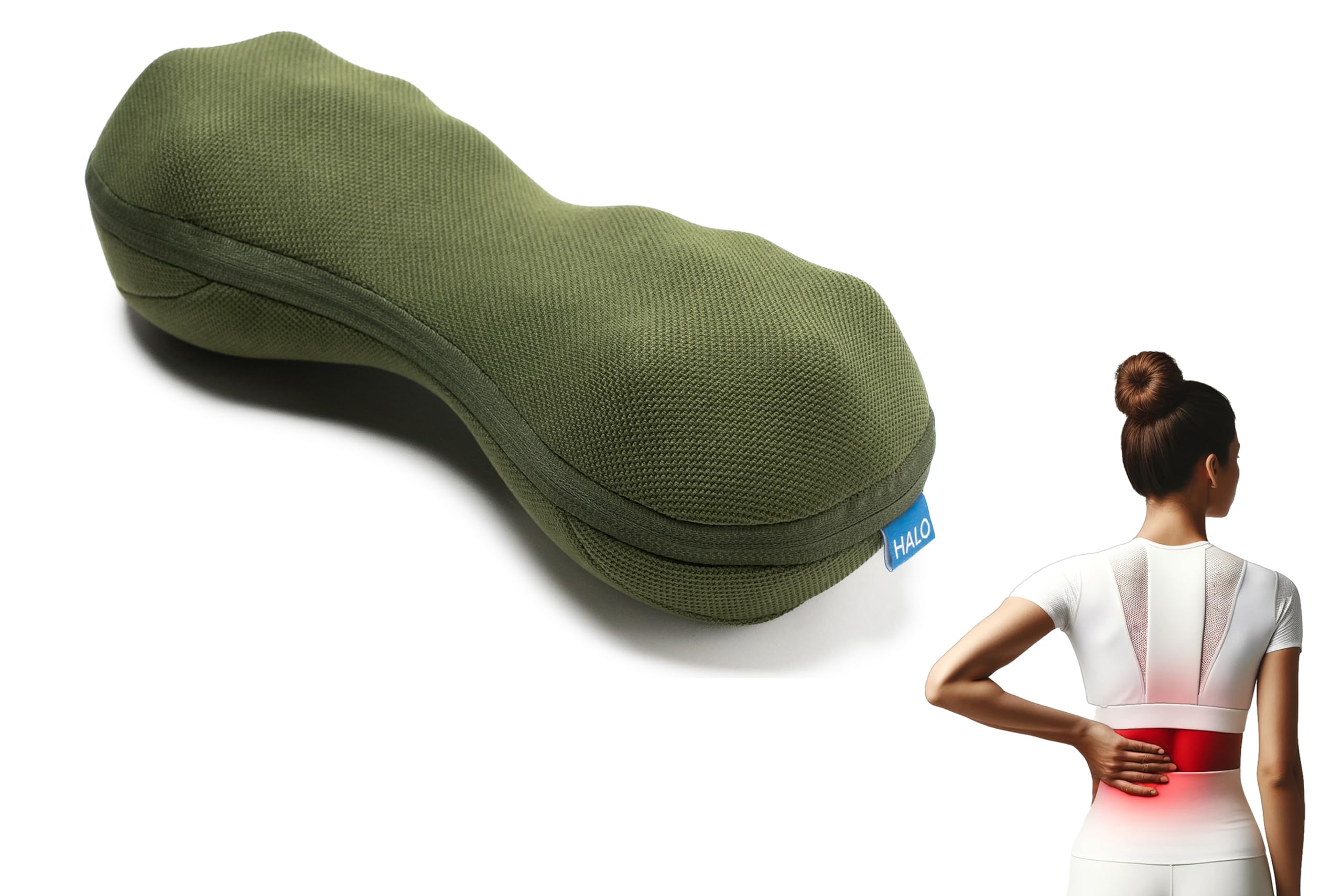 Halo Lower Back Massage Stretcher with 14 Trigger Point Nodes for Enhanced Flexibility, Stretching, Improved Posture, and Back Pain Relief