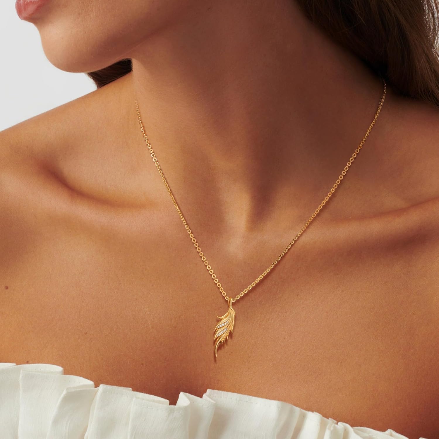 Gold Pendant Necklace for Women 14K Gold Plated Cubic Zirconia Cute Dainty Necklace Trendy Handmade Everyday Gold Jewelry Gifts - Image 2