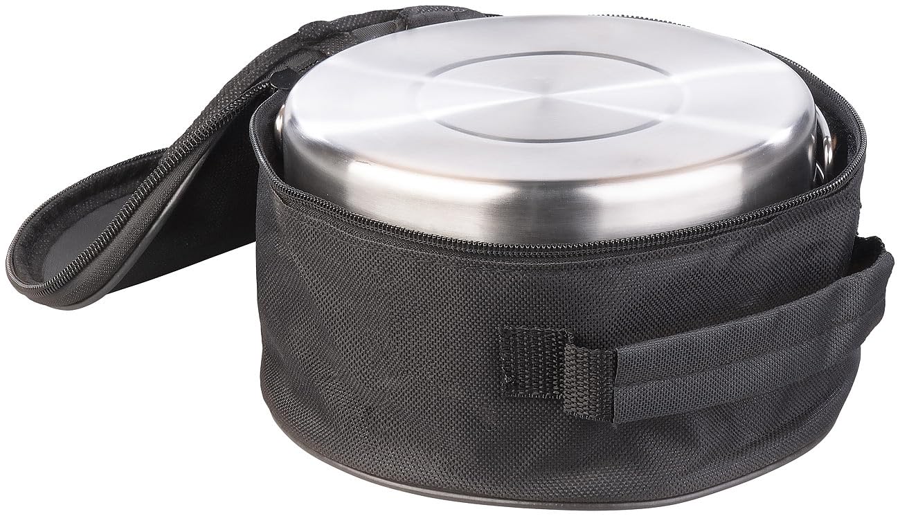Semptec Urban Survival Technology Camping-Pfanne: 24-teiliges Edelstahl-Camping-Kochgeschirr-Set mit Besteck und Tasche (Outdoor-Geschirr, Topfset)